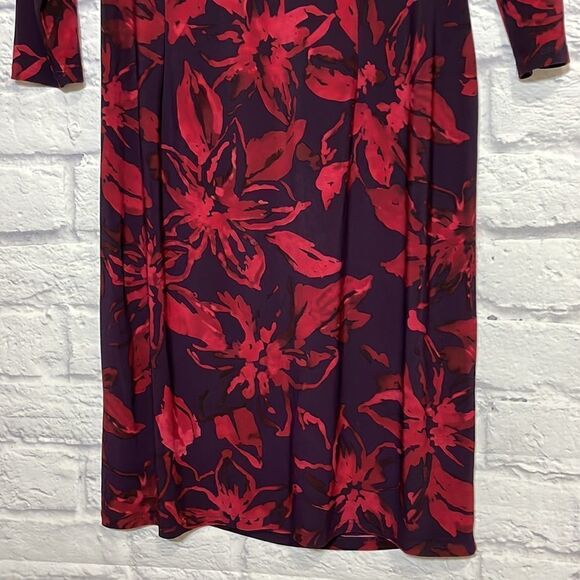 Lauren Ralph Lauren 3/4 Sleeve Floral V Neck Midi Dress Size 8 - Picture 8 of 11